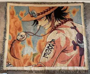 Anime Fire Pirate Tapestry Photo Blanket Woven 50” x 60” Wall/Home Decor Premium Quality