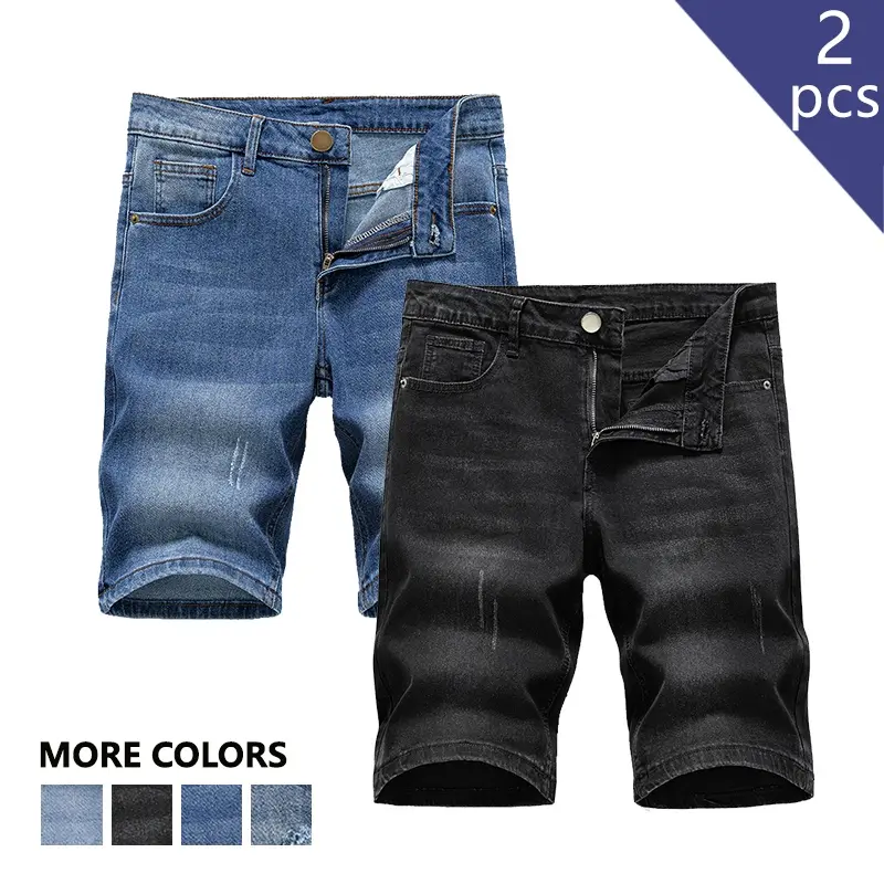 Clean Gent 2-piece men’s slim-fit stretch basic denim shorts set, designed for men, comfortable breathable fabric, includes multiple pockets (please purchase according to the size chart).