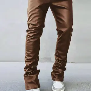 Manfinity Roughcore Men's Casual Solid Color Slim Fit Pants Fall Brown Style