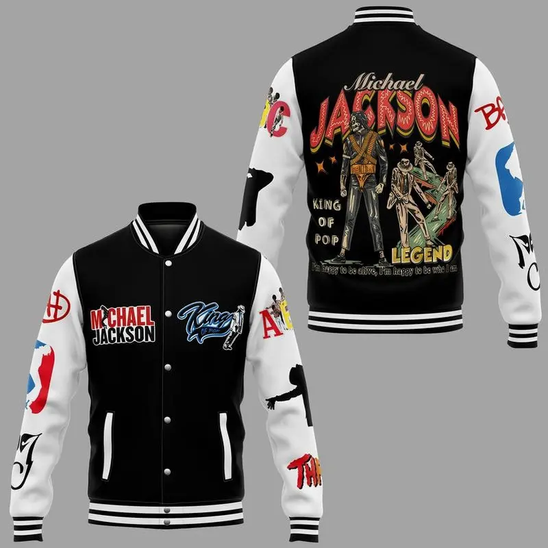 Classic Michael Bomber Baseball Jacket, King of Pop Baseball Jacket, Legend, Music Artist Bomber Jacket, Comfortable Unisex Bomber, Trendy Jacket, Gift For Fan - Fast Processing
