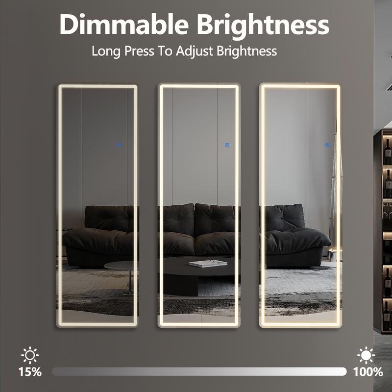 RIMIKING LED Full-Length Mirror, Touch Button Control, Dimmable Brightness, Color Temperature Options,Home Decor, Hd Glass,2164N