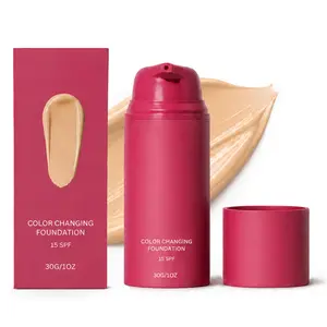 Color Changing Foundation, Skin Tone Adapting Liquid Foundation for Natural Finish, Lightweight Buildable Coverage, SPF 15 Daily Makeup for All Skin Types, 1 Fl Oz