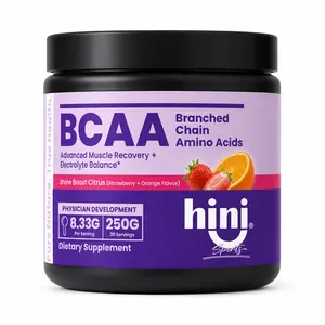 HINI BCAA Powder with Electrolytes - Muscle Recovery & Hydration Drink Mix, Strawberry Orange, 30 Servings