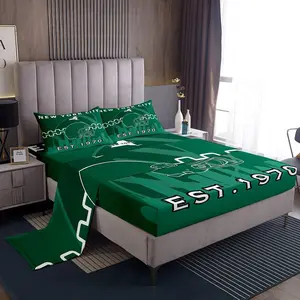 Feelyou Cozy Home Aesthetic Football Bedding Set - Decorative Bedsheet Sets with Deep Pockets, Flat & Fitted Sheets, Home Textile for Football Lovers