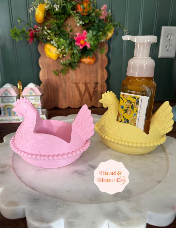 Hen on Nest Soap Holder for Foaming Soap Cottagecore Farmhouse Decor