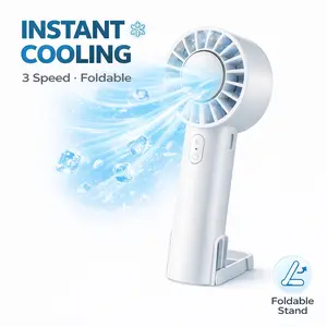 Mini Handheld Ice Cooling Turbo Fan with Clip & Desk Stand, Portable 3-Speed Bladeless Personal Fan, Rechargeable Silent Body Fan for Outdoor Travel Office & DIY Work, Perfect Gift for Family Men Women and All Holidays