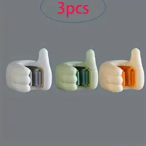 3pcs Mop Wall Mounted Clip, Hook, Storage Hooks, No Drilling, Strong Adhesive, Broom Clip, Bathroom Wall Mounted Broom, Fixed Storage Rack