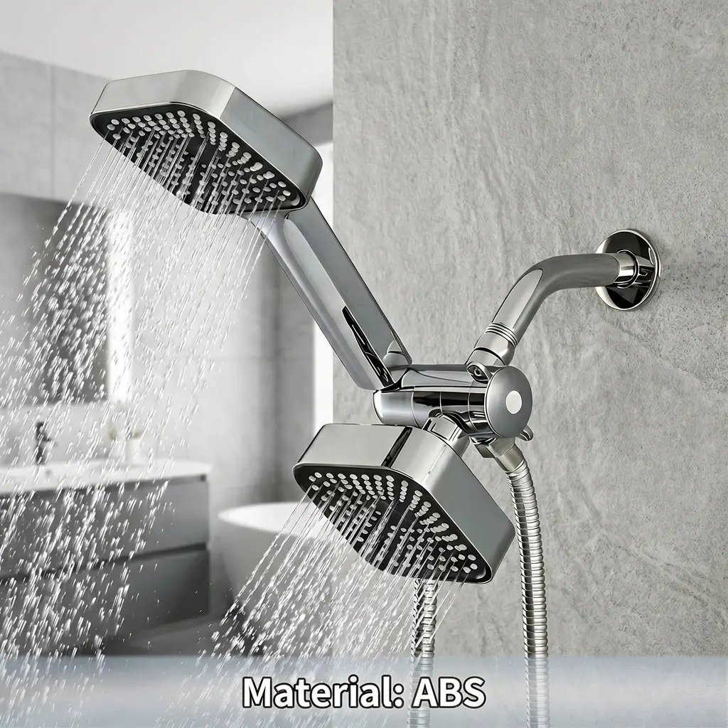 【Shower Upgraded】 ABS Material 2-in-1 Shower Set with High-Flow Large Nozzle, Handheld Shower Heads, Long Hose and 3-Way Water Distributor - Bathroom Gadget for Home Bathroom Use
