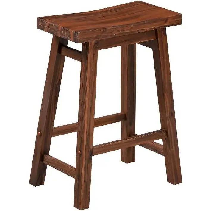 Ergonomic Backless Sonoma Saddle Stool - Chestnut Rustic Eco-Friendly Specialty Kitchen Utensil, 17.75" Comfortable Seat Width, Stability Stretchers That Double as Footrests, Wire-Brush Finish Rubberwood, All Tools Included, Assembly Required