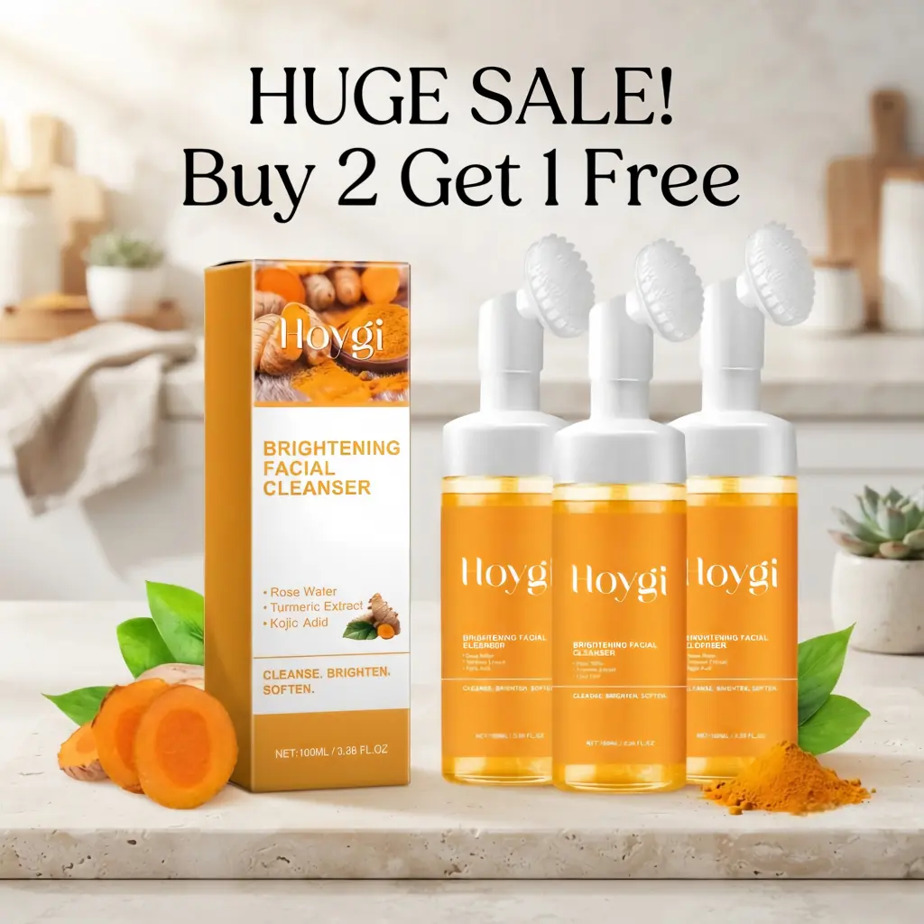Hoygi Turmeric Brightening Foaming Facial Cleanser, Gentle Exfoliating Oil Control Face Wash for Oily & Acne-Prone Skin, Daily Deep Cleansing for Men & Women, 100ml