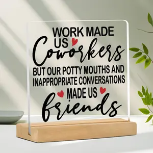 Women's Work Buddy Gift Acrylic Desktop Plaque, Office Farewell Present, Colleague Friendship Keepsake, Desk Decor for Coworkers