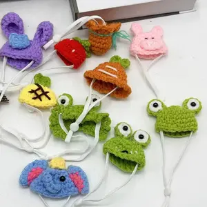 Handmade Knitted Hamster Hat Funny Frog Parrot Hat Small Animal Outfit Suit Adjustable Chin Strap Snake Hat Cute Small Pet Hat