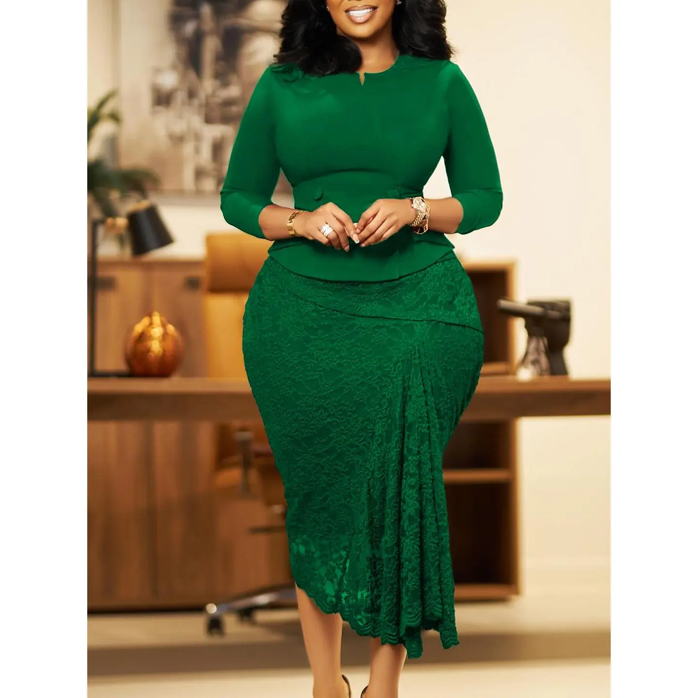 green lace pencil dress MONTSAND Green Beaded Lace Pencil Dress – Hadlyn