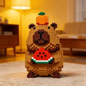 1650pcs Realistic Capybara Statue Building Set - Collector's Model Kit for Adult Hobbyists, Complex & Satisfying DIY Project, Elegant Dark Brown Home/Office Display