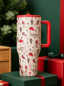 HYDROJUG Traveler 40oz Cowboy Christmas Of Triple-Wall Insulated Stainless Steel With Straw Cup. Flip-Straw, 24 Hours Cold, Completely Leak-Proof. Perfect For Students And Office Workers, Sports, Camp, Travel. Birthday Gift, Festival Gift.