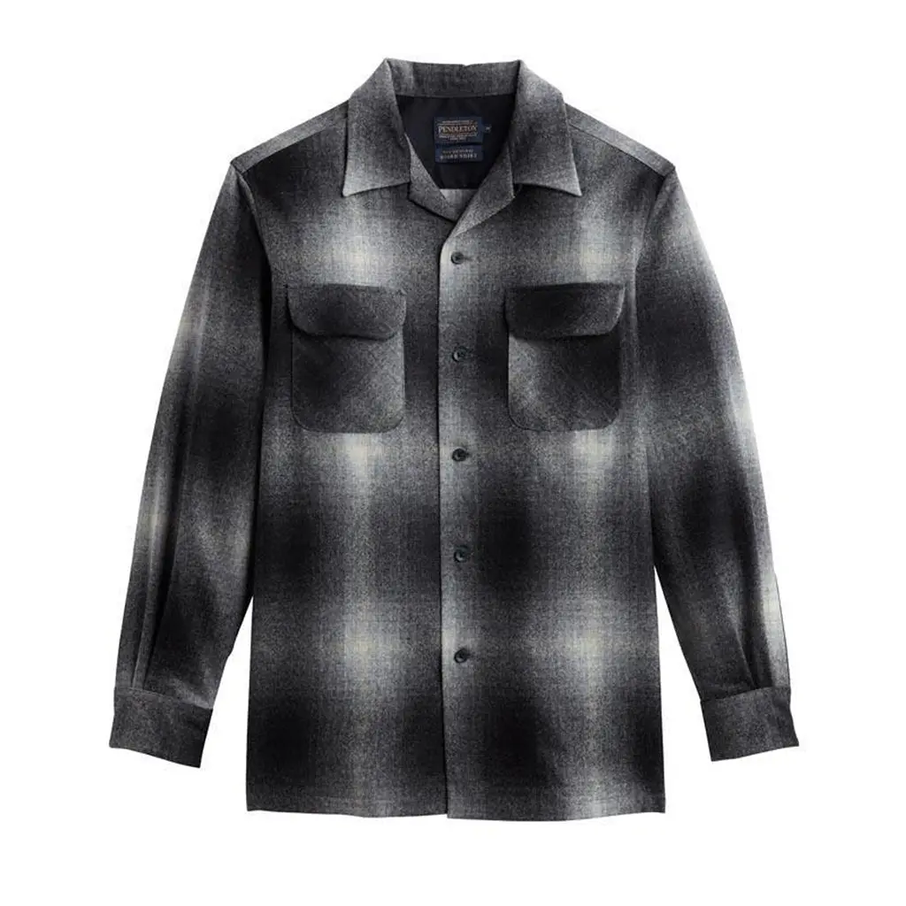 Pendleton Men's Tall Wool Fabric Long Sleeve Board Shirt - Black/White Ombre 23', Casual Menswear Top