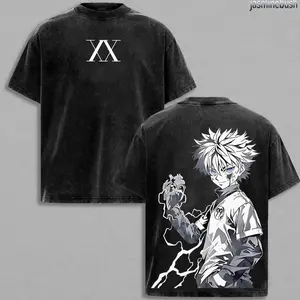 Killua Zoldyck T-Shirt – Hunter x Hunter Washed Oversized Anime Tee | Unisex Heavy Cotton Streetwear for Otaku & Manga Fans N0F