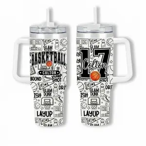 Basketball Lover Tumbler 40oz 20oz With Handle Insulated Cup Sports Gift Idea