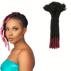 【TIMIA】10-inch interlaced dreadlocks, human hair, braid extensions, unisex, 20 strands, 0.4/0.6/0.8 inch width, burgundy crochet braid extensions, ombre color, 1b/99J#, handmade, suitable for Halloween and Christmas