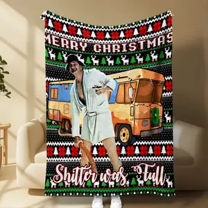 Funny Christmas Camper Print Throw Blanket, Super Soft Flannel Fleece, Lightweight Cozy Plush for Sofa Couch Bed Travel