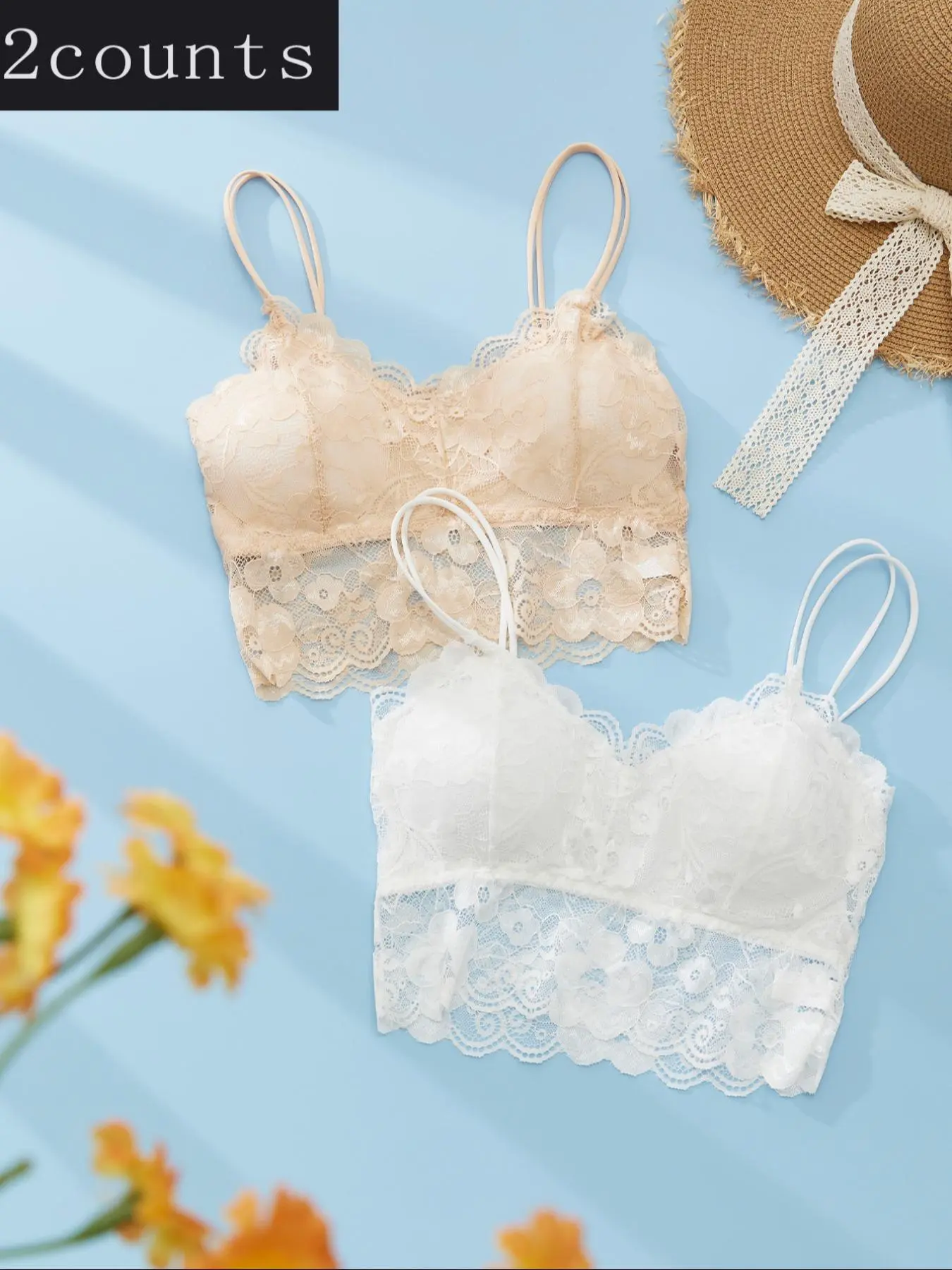 Women's Solid Color Push Up Bra & Floral Lace Panty Two-Piece Set, Comfy Breathable Bra & Panty Set, Lingerie Set for Women, Underwear Women