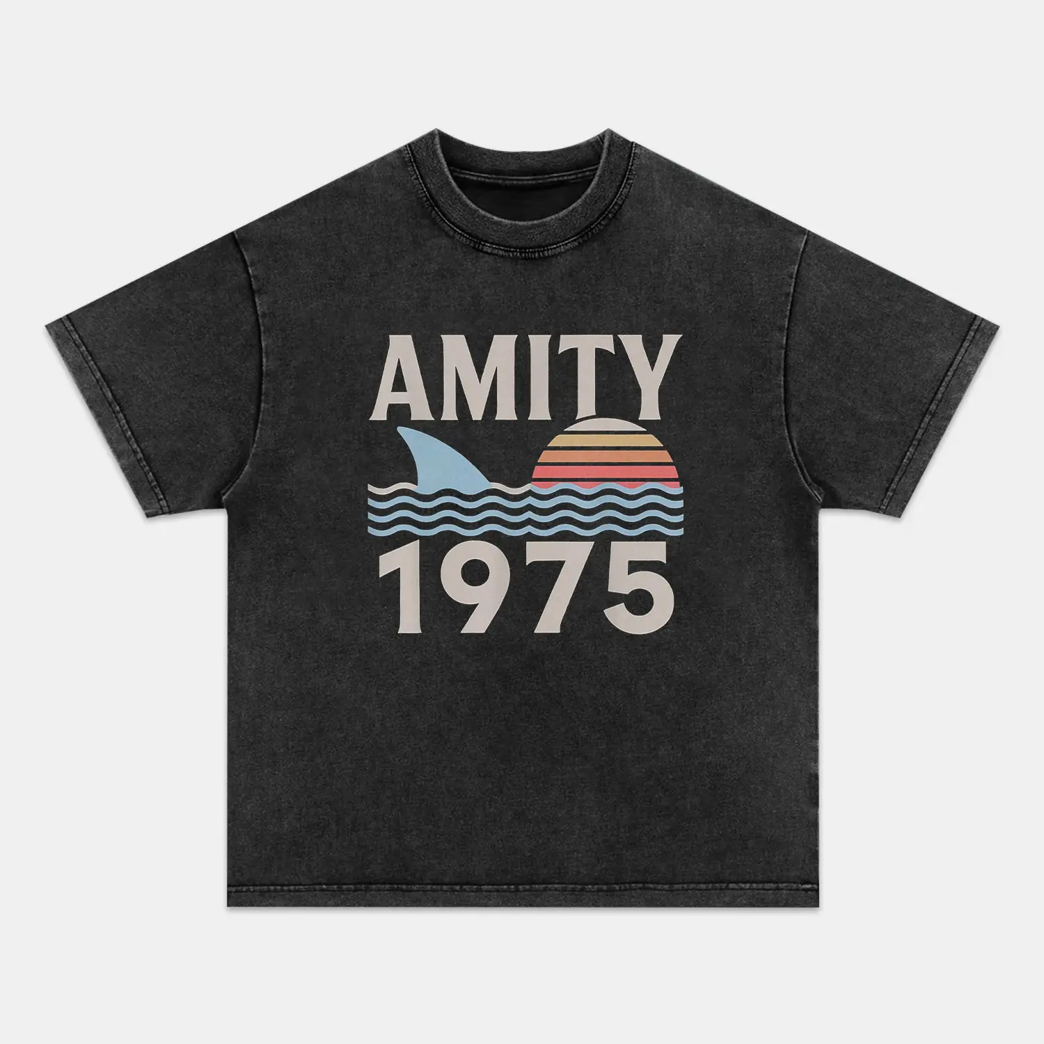 Jaws Amity 1975 T-shirt, Unisex Vintage Crew Neck Regular Fit Cotton Fabric Casual Comfort Breathable Short Sleeve Funny T-shirts Fashion Men&Women's Top for Streetwear 072901