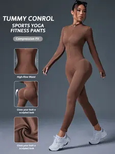 Women's Slimming Sports Jumpsuit with Tight Waist Design Unique Cut Vibrant Color High Rise Waist Compression Fit Tummy Control for Gym & Outdoor Wear