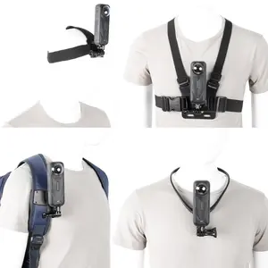 PellKing Accessories Kit for Insta360 X5 X4 ONE X3 X2 X GO 3s RS R, 4in1 Chest Strap Harness/Head Mount/Neck Holder/Backpack Strap Mount for Insta 360 GoPro DJI Action Camera