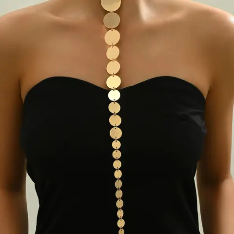 Women's Elegant Round Shaped Decor Pendant Necklace, Exquisite Trendy Alloy Necklace, Chic Jewelry As Gift for Girlfriend, Minimalist Chain, Dainty Necklaces, Decorative Accessory Necklace