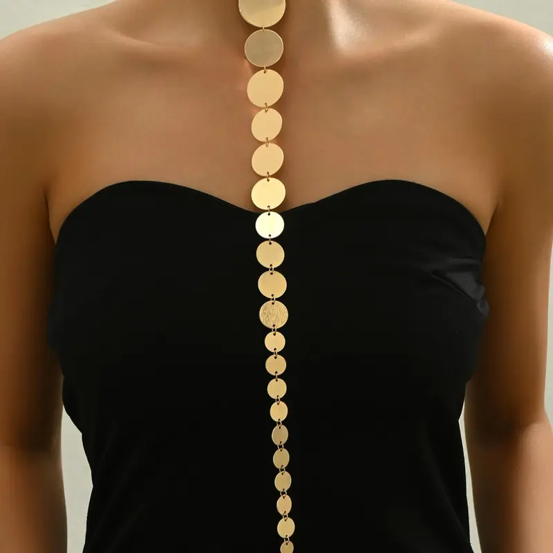 Women's Elegant Round Shaped Decor Pendant Necklace, Exquisite Trendy Alloy Necklace, Chic Jewelry As Gift for Girlfriend, Minimalist Chain, Dainty Necklaces, Decorative Accessory Necklace