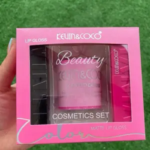 Kevin & Coco Lip Gloss Matte Cosmetics Set with Scented Candle for Beauty Enhancement