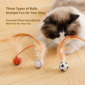 New Feather Rubber Bouncy Ball, Interactive Cat Toy, Funny Toss Feather Toy for Cats, Boredom Relief Pet Supplies