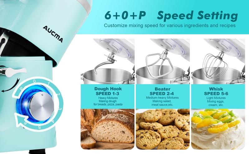 Aucma 6.5QT Stand Mixer with Upgraded Motor | 6-Speed Tilt-Head Electric Food Mixer with Stainless Steel Bowl Dough Hook Whisk & Beater for Baking & Mixing Kitchen Appliances Aucma 6.5QT Stand Mixer with Upgraded Motor | 6-Speed Tilt-Head Electric Food Mixer with Stainless Steel Bowl Dough Hook Whisk & Beater for Baking & Mixing Kitchen Appliances