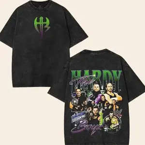The Hardy Boyz Vintage Wrestling Tee – WWE Legends Graphic Shirt – Jeff & Matt Hardy Retro SmackDown Tee – Washed Black Streetwear – Wrestling Fan Gift wash t-shirt oversized unisex classic cotton top Fabric Menswear casual shirt wwe fan AQT