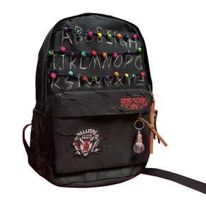 Stranger Things Hellfire Club Backpack Retro Hawkins High School Laptop Backpack Upside Down Pattern Large Capacity School Bag Adjustable Padded Strap Casual Rucksack Lightweight Travel Daypack Gift for Teens Fans Boys Girls Student Outdoor Daily Use