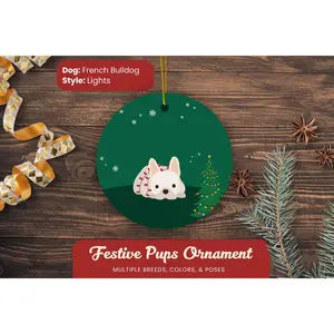 Personalized French Bulldog Frenchie Bull Dog Name Ornaments, Perfect Custom Dog Mom Gifts, Christmas Tree Ideas, Holiday Decor Pet Decoration Ceramic