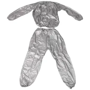 Heavy Duty Fitness Weight Loss Sweat Sauna Suit Exercise Gym Anti-Rip Silver L
