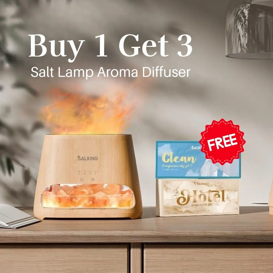 【Buy 1 Get 3 Free】Salt Lamp Aroma Humidifier, Cool Mist Ultrasonic Essential Oil with Himalayan Salt Rocks & Ambient Glow, Large Capacity for Bathroom, Balcony, Kitchen, Nursery & Storage Room