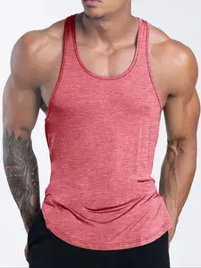 Summer Fitness Plain Men's Sleeveless Top, Breathable Sport Vest, Round Neck Elastic Comfort, Casual Quick-Dry Tank Top, Sleeveless Sports Vest, Casual Sporty Vest
