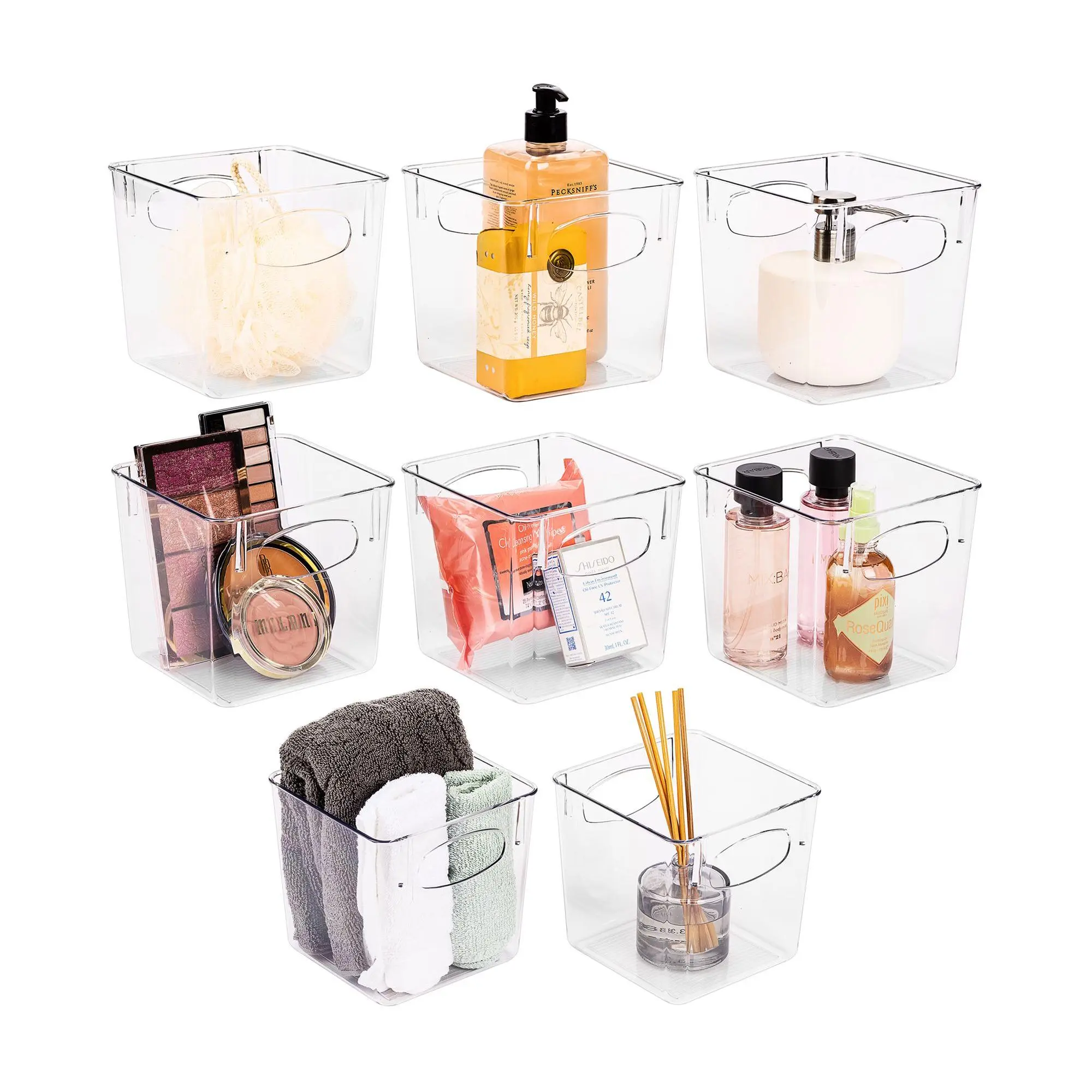 Sorbus Set of 8 Small Square Fridge Bins WithHandles