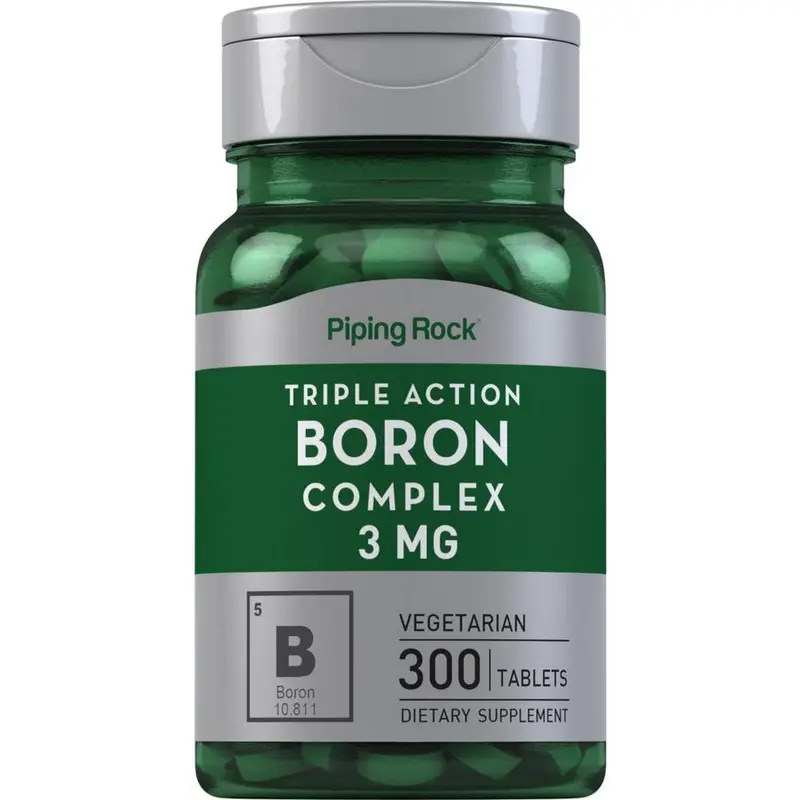 Piping Rock Boron Supplement for Men and Women | 3mg | 300 Tablets | Triple Complex | as Glycinate, Aspartate, Citrate | Vegetarian, Non-GMO, Gluten Free