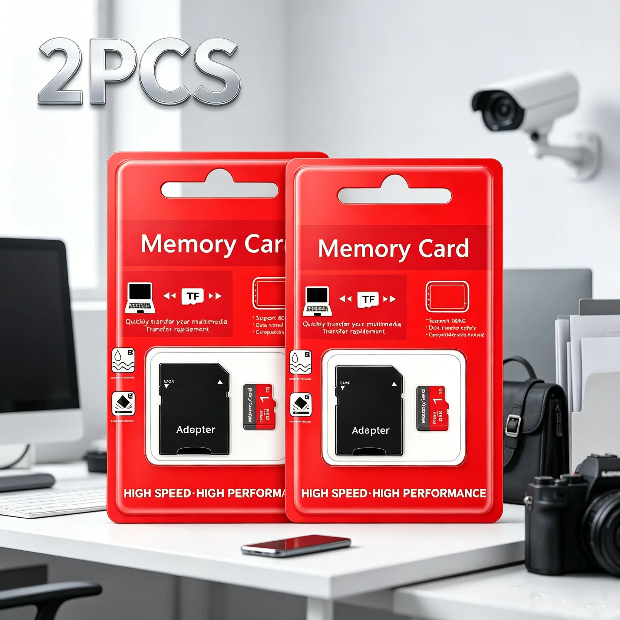 2 Pack Set Micro TF SD Cards for Dash Cams, 1TB MicroSDXC Card for PC File Storage, Durable SD Memory Card for Car Audio, Micro SD Card for Mobile Phones, SD Card with Adapter for Surveillance Cameras
