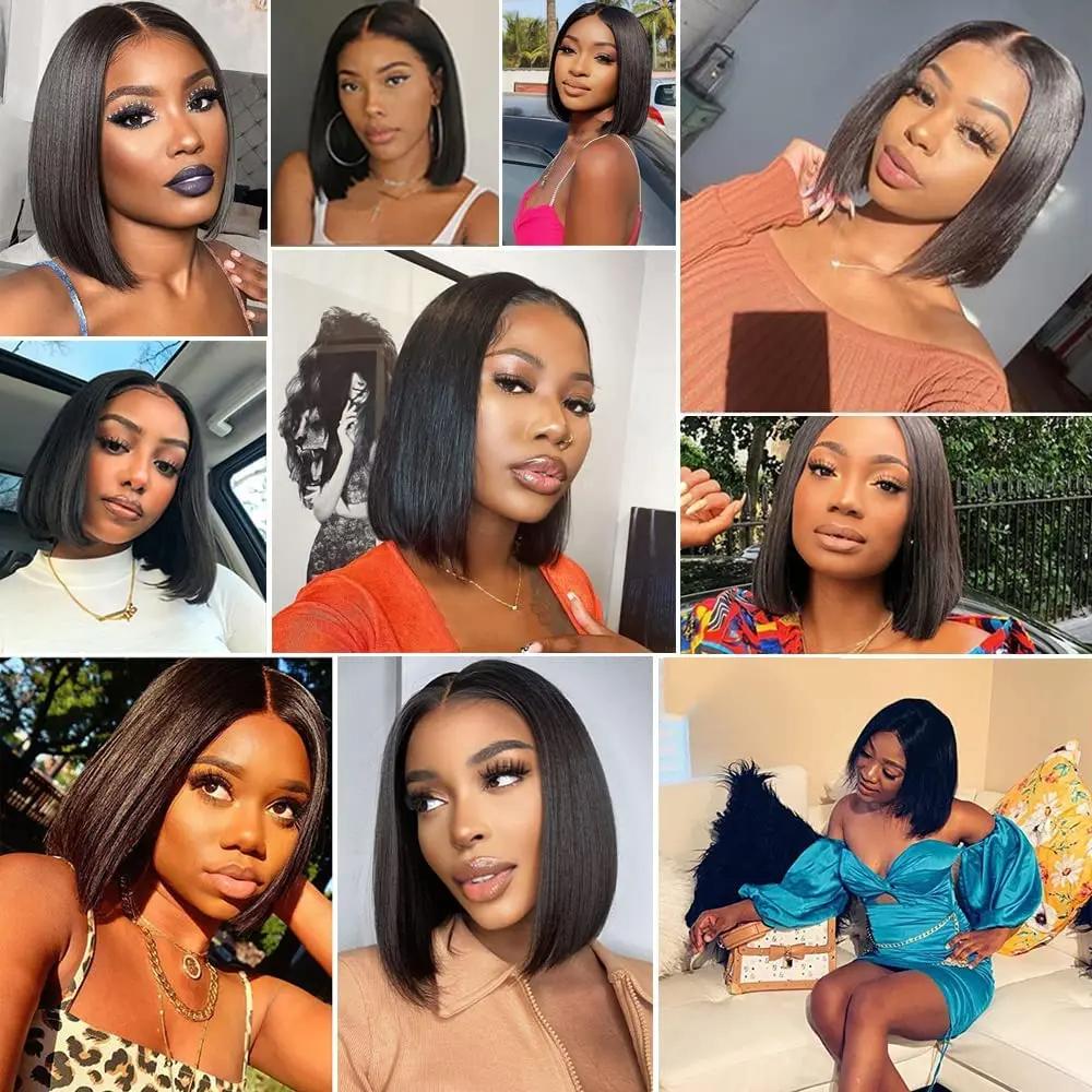 CCLG 2x6 HD Lace Short Straight Bob Wig — 100% Human Hair, Natural Hairline & Easy Install Ready to Go Middle Parted Glueless Bob Wig Natural Black CCLG 2x6 HD Lace Short Straight Bob Wig — 100% Human Hair, Natural Hairline & Easy Install Ready to Go Middle Parted Glueless Bob Wig Natural Black