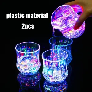 2 PACK LED Light Up Drinking Cup Automatic Flashing Cup Liquid Activated Color Change Party Decoration Luminous Cup Night Club Party Drink Tumblers Multicolor LED Tumblers (Reusable)