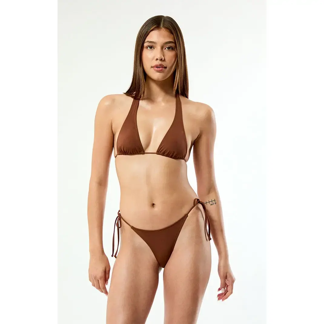 Pacsun Women's Brown Juliette Halter Bikini Top