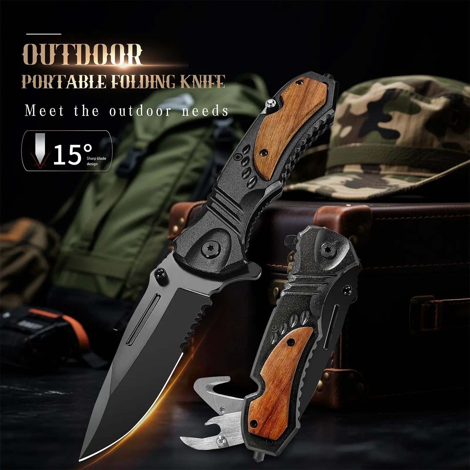 1PC high-carbon steel knife, a 4-in-1 multi-functional tool, a kitchen small knife. It has an ergonomic handle and is suitable for both kitchen use and barbecuing.Gifts under 20 yuan Gifts for men made with passion