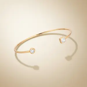 Ettika Crystal Shapes Bracelet Cuff 18k Gold Plated Brass with Cubic Zirconia Accents Adjustable Closure for Adults