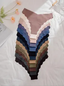 Women's 12pcs Solid Scallop Trim High Cut Knickers, Casual Soft Comfy Smooth Breathable Seamless Panty for Daily Wear, Everyday, Ladies Underwear for All Seasons, Summer Outfits 2024