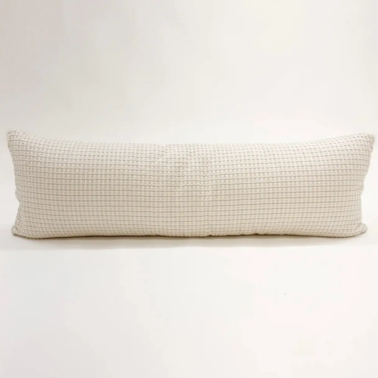 Anaya Home Cool Cotton Beige Waffle Weave Pillow 14x40 With Down Insert