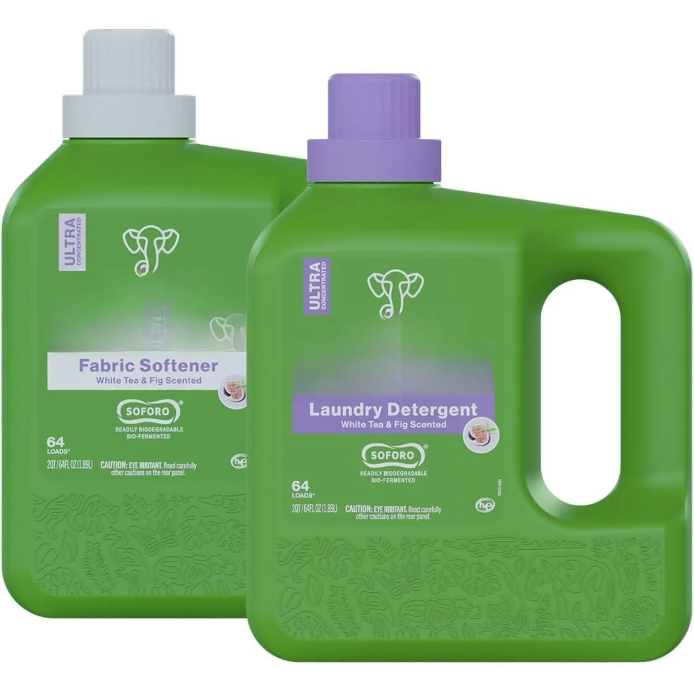 Liquid Laundry Bundle - Laundry Detergent & Fabric Softener, Ultra Concentrated, , Stain Remover, Fresh Linen, High Efficient, 64 loads - White  and Fig (2 x 64 fl oz)